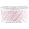 2.5" Diagonal Stripe Snow Edge Ribbon: Pink & White (10 Yards)
